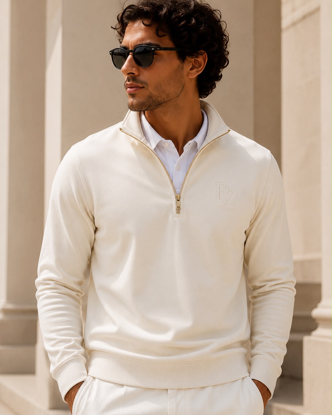 The quarter-zip worn — two looks, one zip